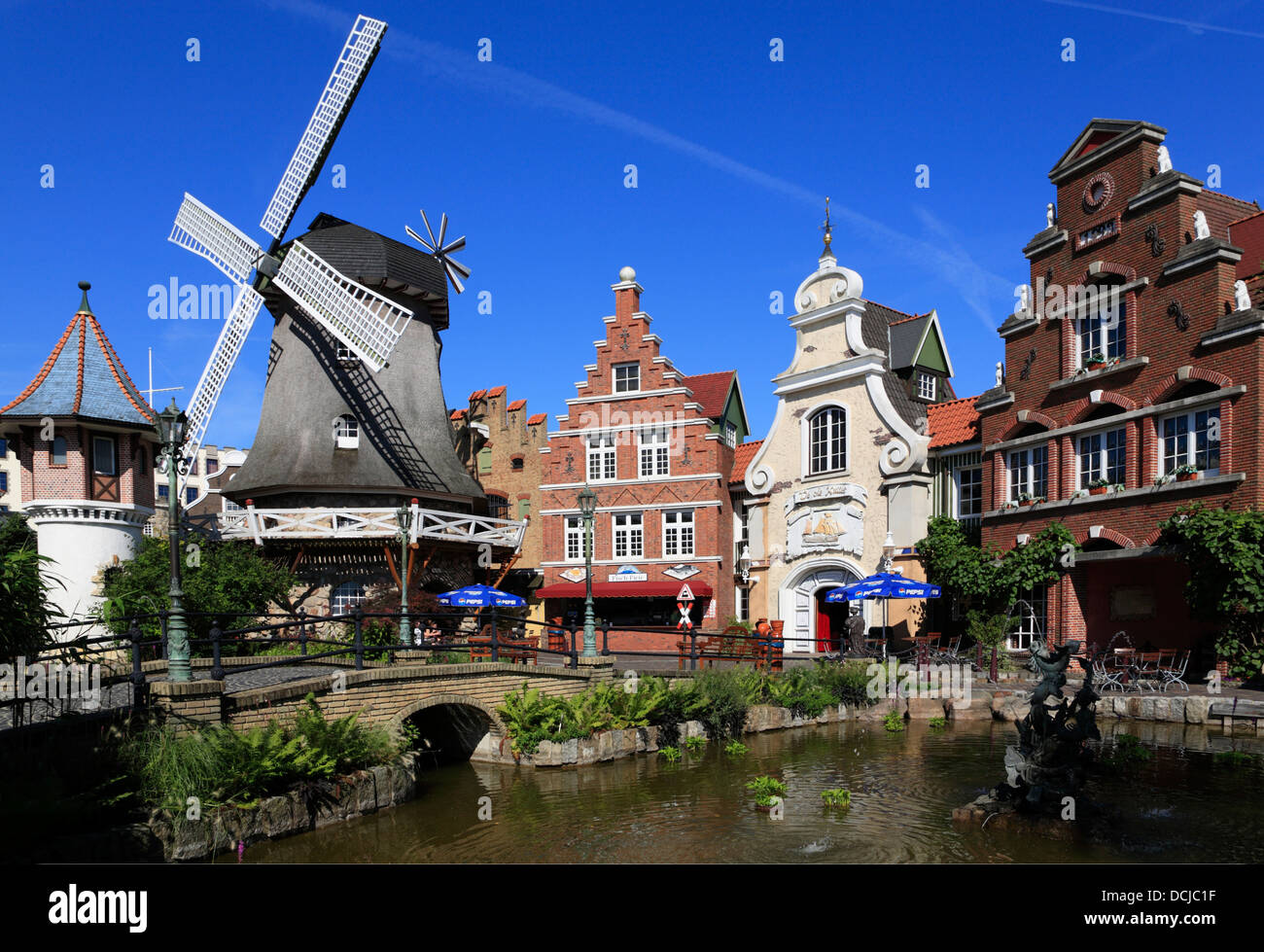 Netherlands quarter at Heide Park Soltau, Lueneburger Heath, Lower Saxony, Germany, Europe Stock Photo