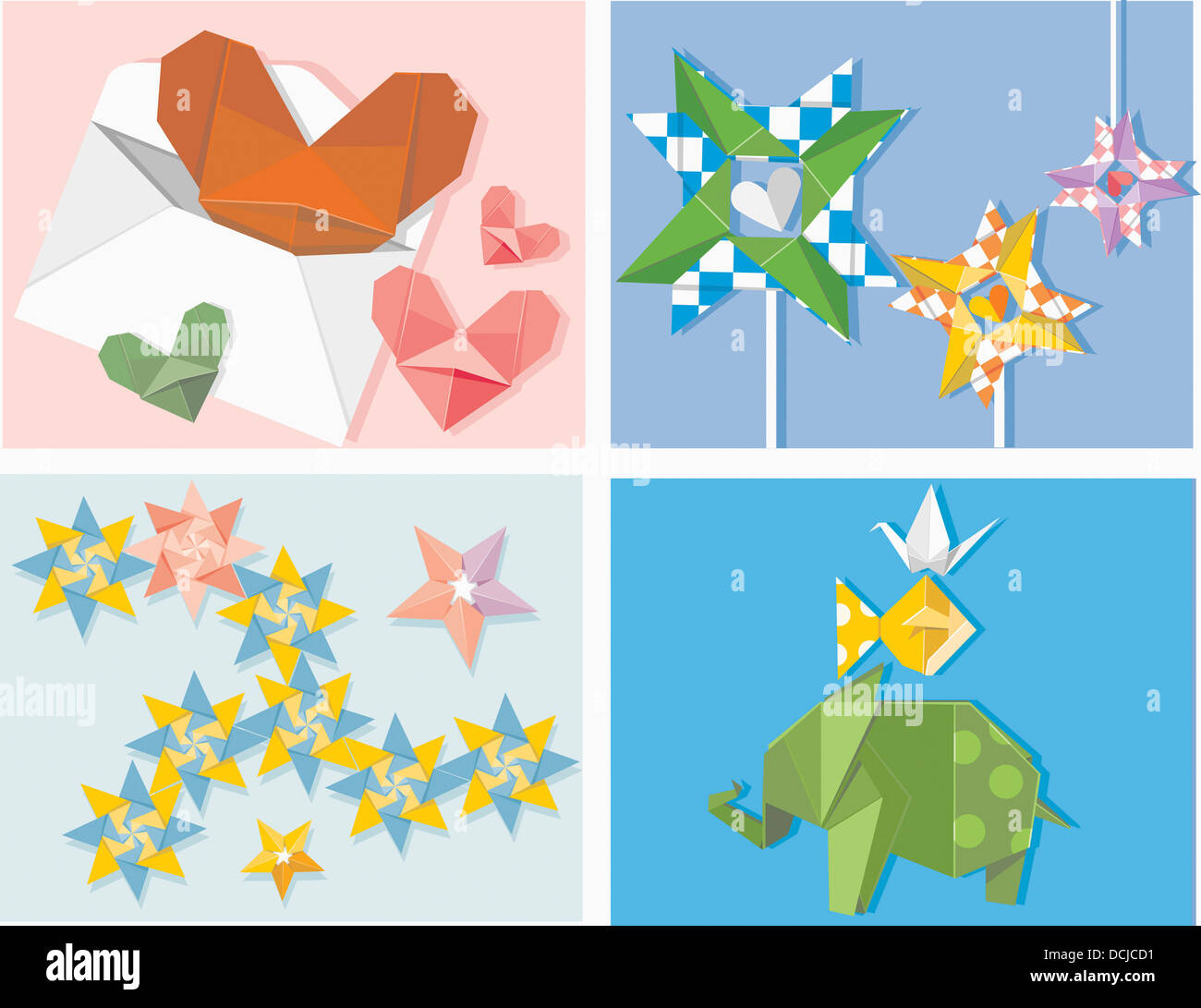 illustration set of origami Stock Photo - Alamy