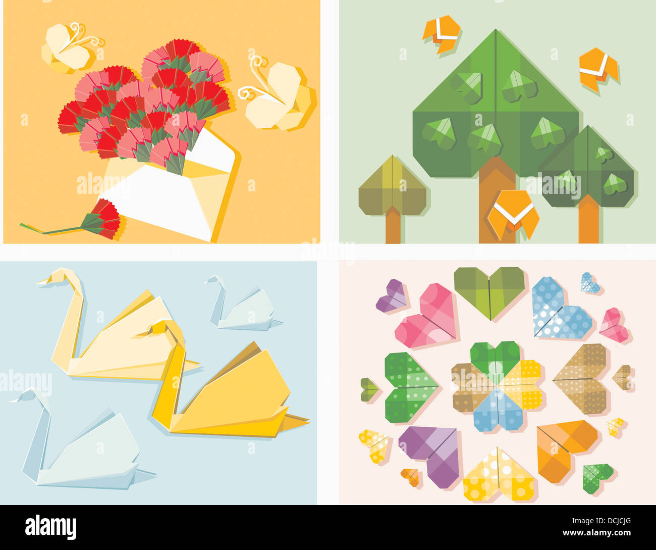 illustration set of origami Stock Photo - Alamy