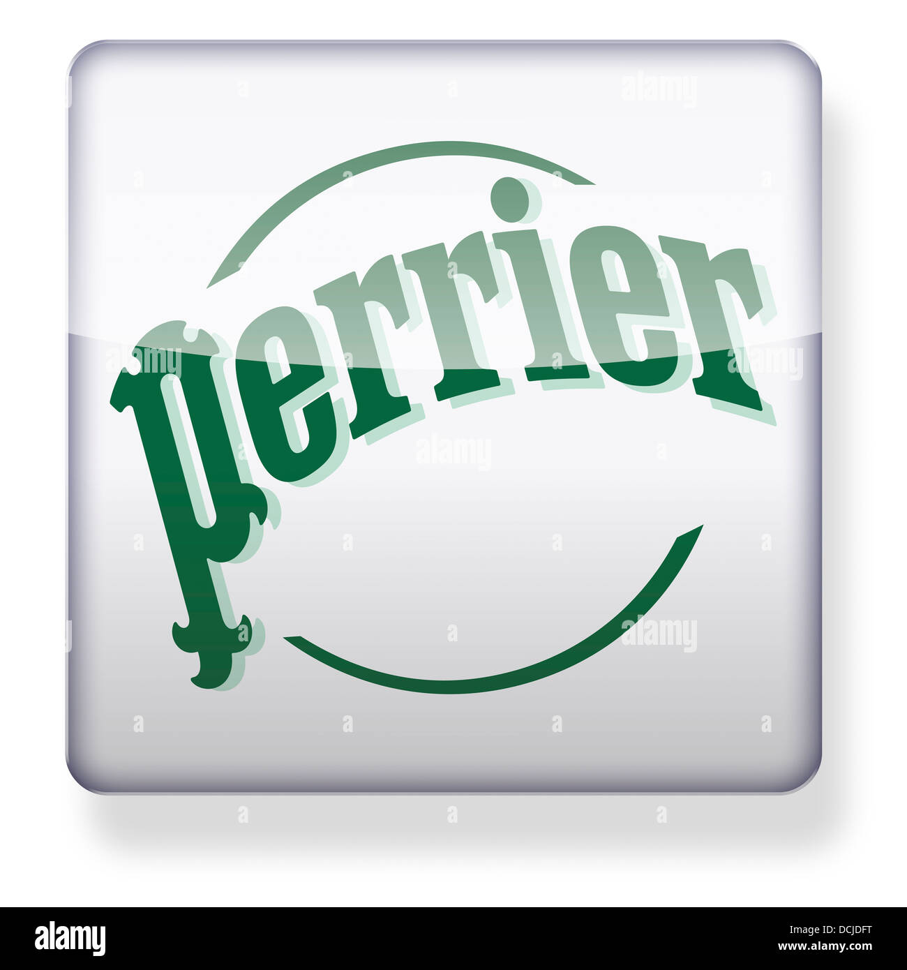 Perrier logo as an app icon. Clipping path included. Stock Photo