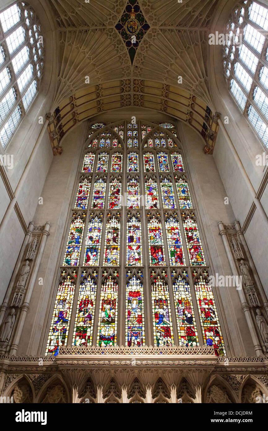 Stained Glass Windows at Bath Abbey, UK Stock Photo Alamy