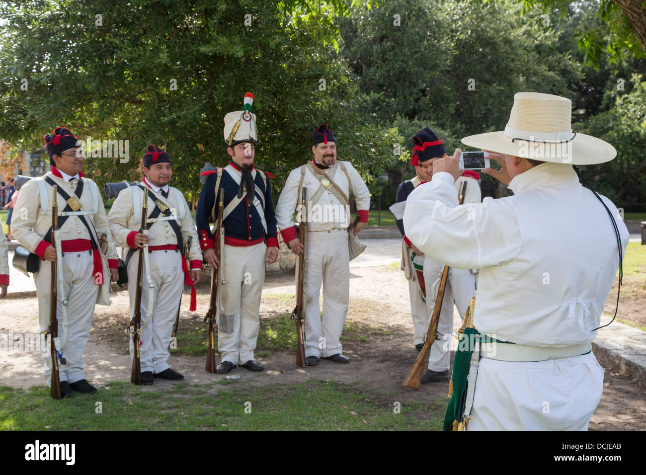 Members of the San Antonio Living History Association demonstrate life of the 1830s at the plaza in front of the Alamo. Stock Photo