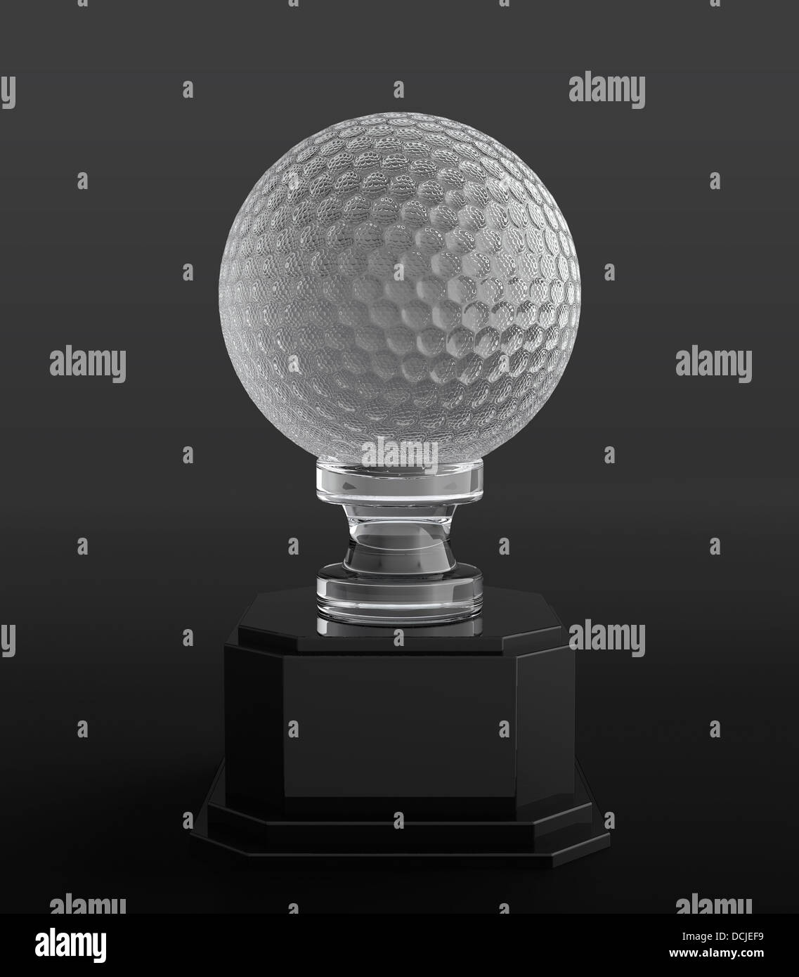 3d Render Of Crystal Golf Ball Trophy On Black Background Stock Photo ...