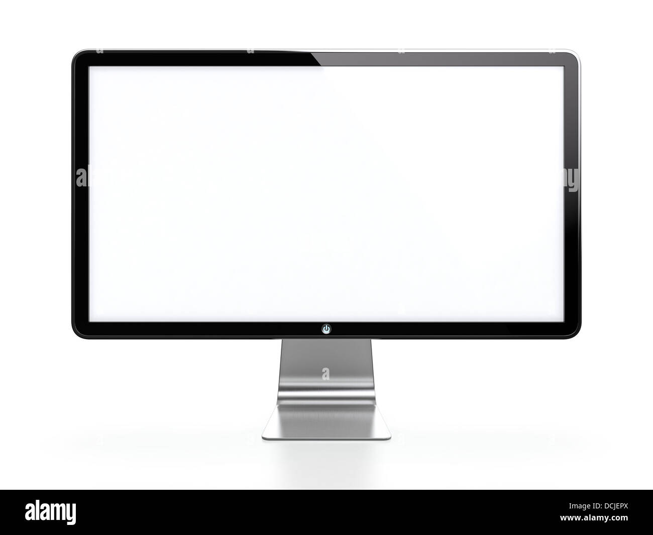 Computer monitor with white blank screen isolated on white background ...