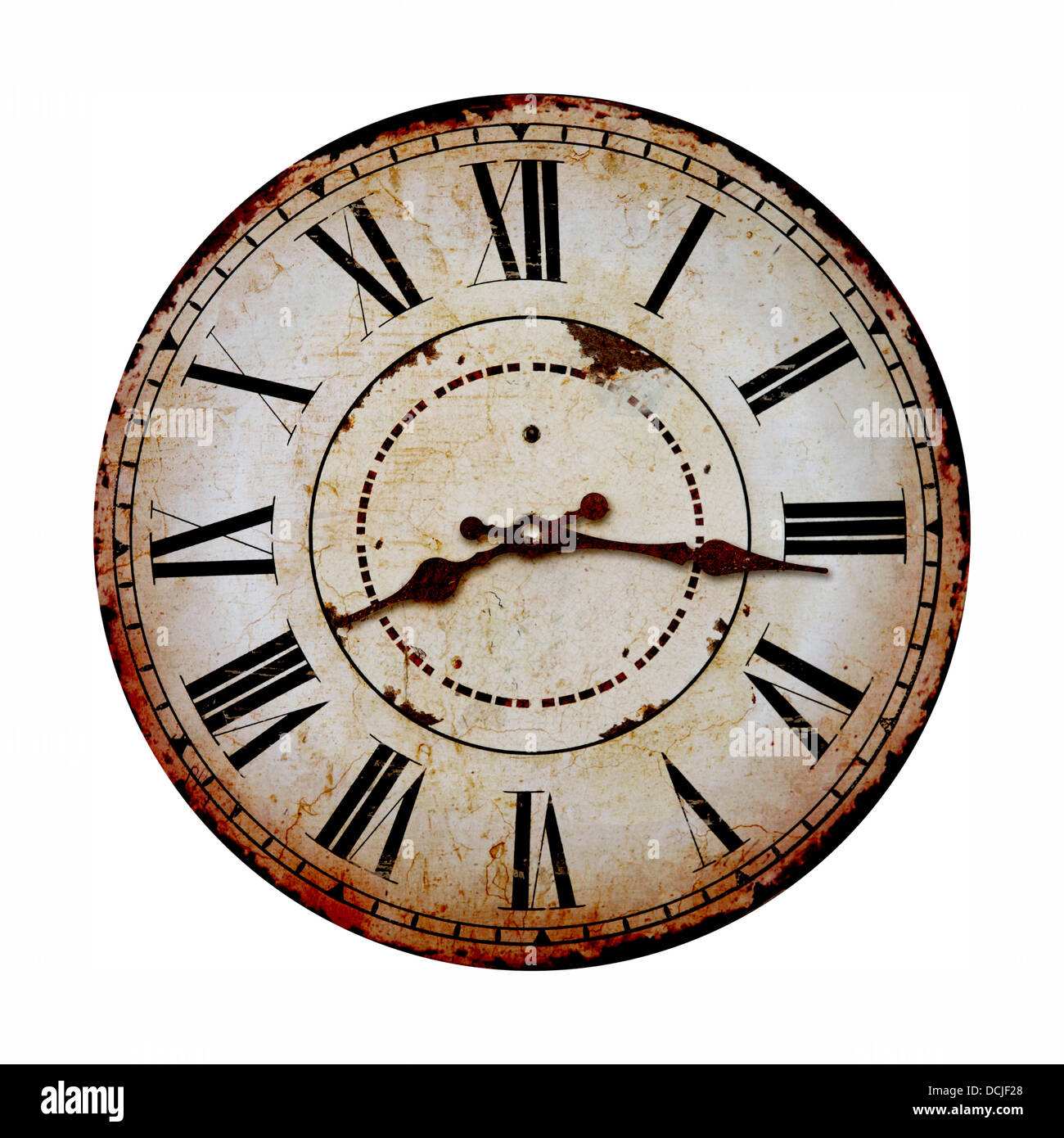old and vintage clock isolated on white Stock Photo - Alamy