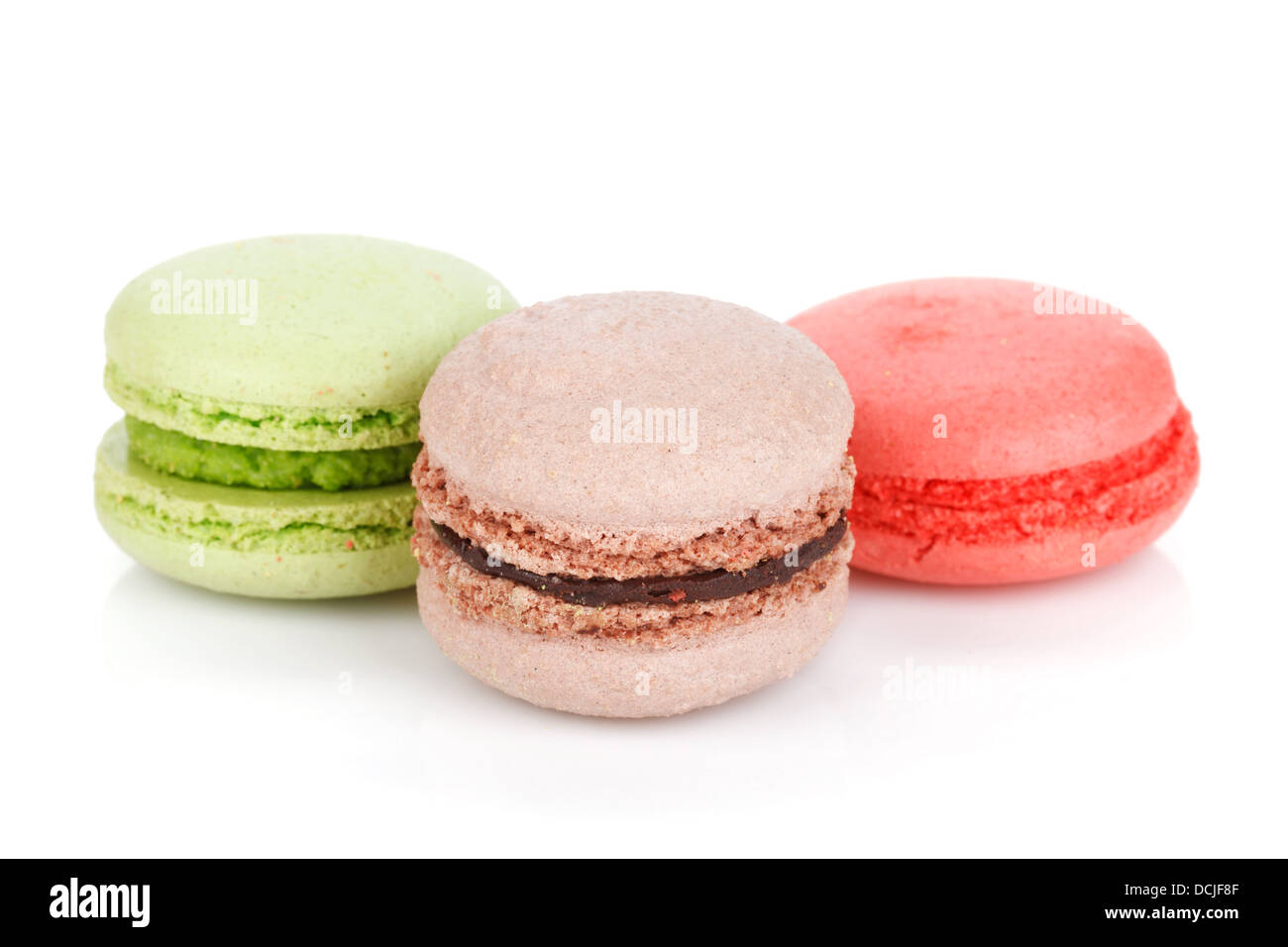 Colorful macarons. Isolated on white background Stock Photo