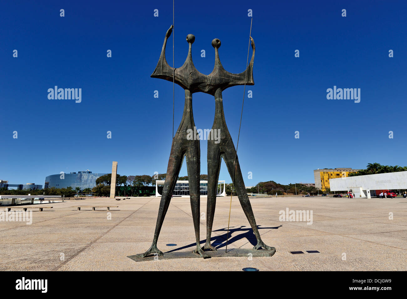 Brazil, Brasilia: Statue 'Os Candangos' by Bruno Giorgi at the square Praca dos Tres Poderes Stock Photo