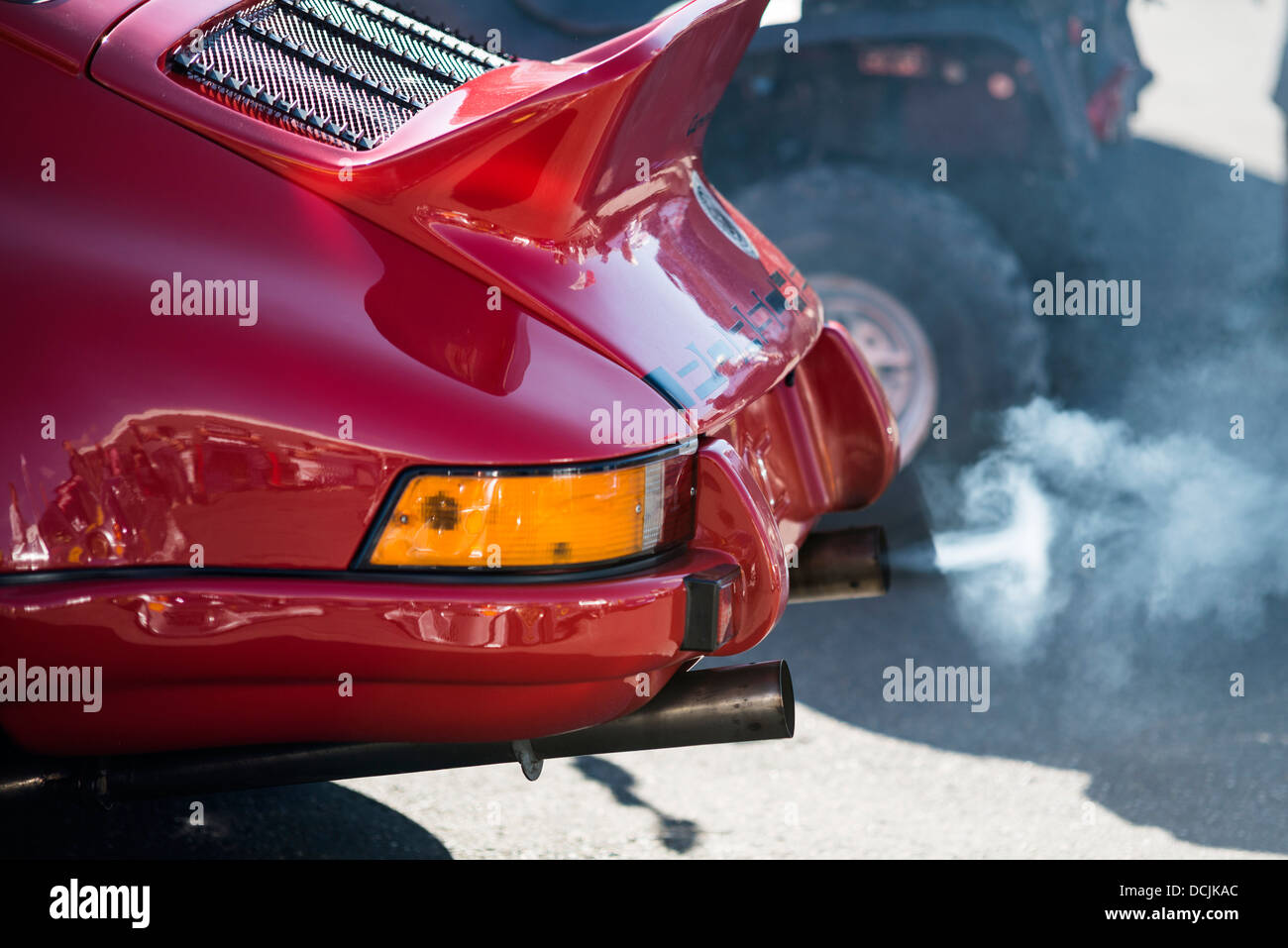 Classic Porsche 911 exhaust fumes Stock Photo Alamy