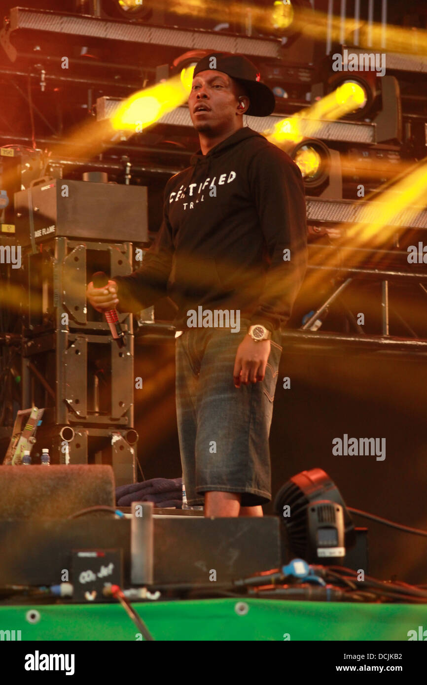 Dizzee Rascal Performing at the Glastonbury Festival 2013 Stock Photo