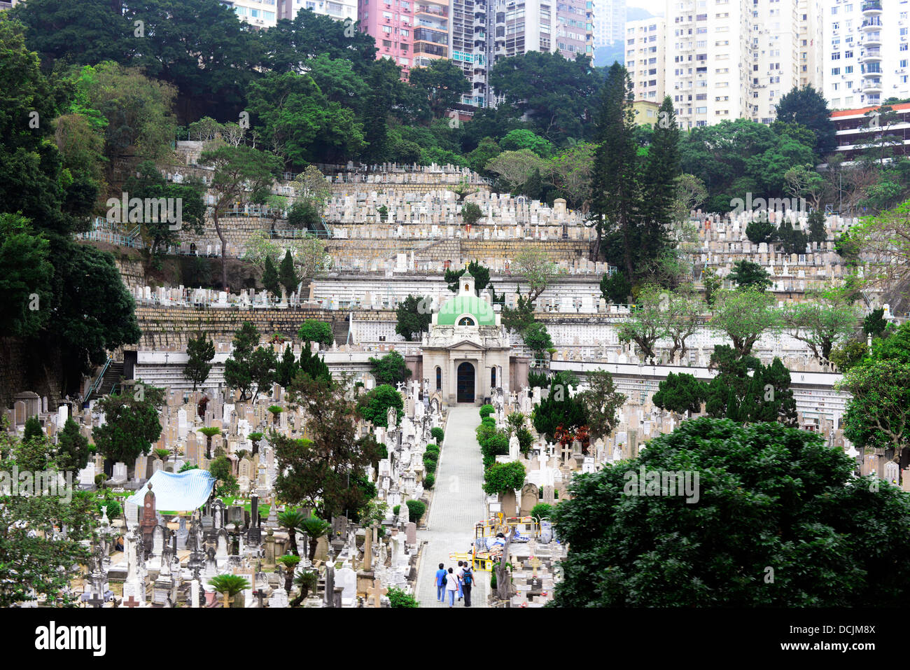 Catholic cemetery in Happy Valley, Hong Kong. Stock Photo