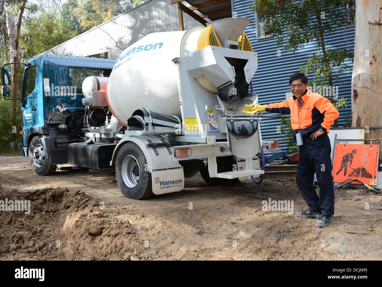 cement mixer on the job construction Stock Photo Alamy