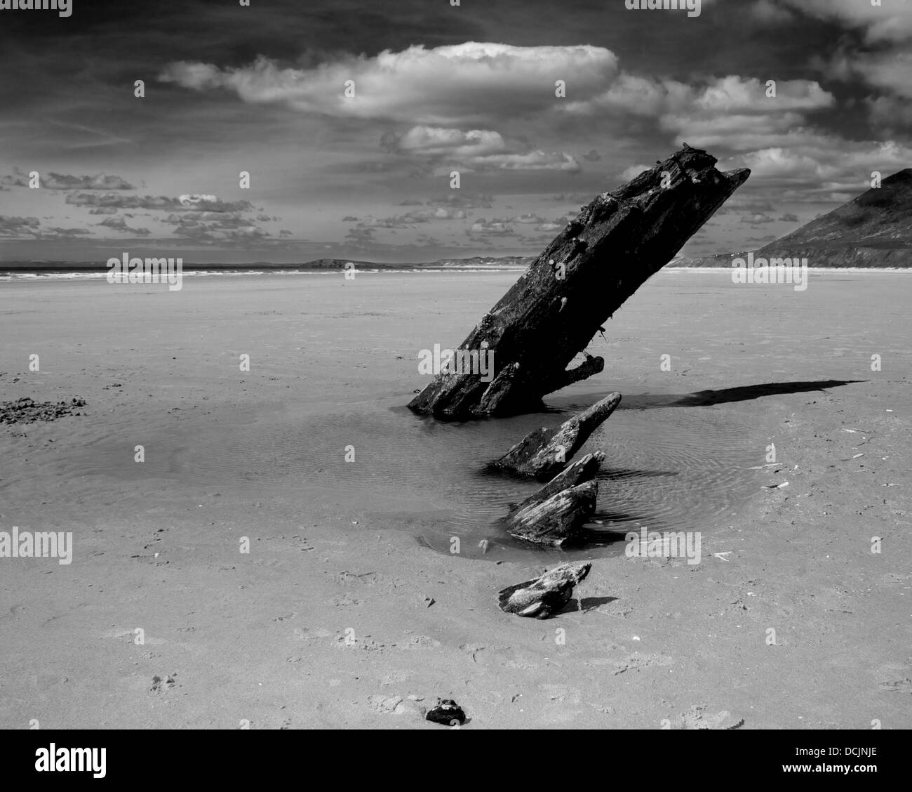 Shipwreck on the beach Stock Photo