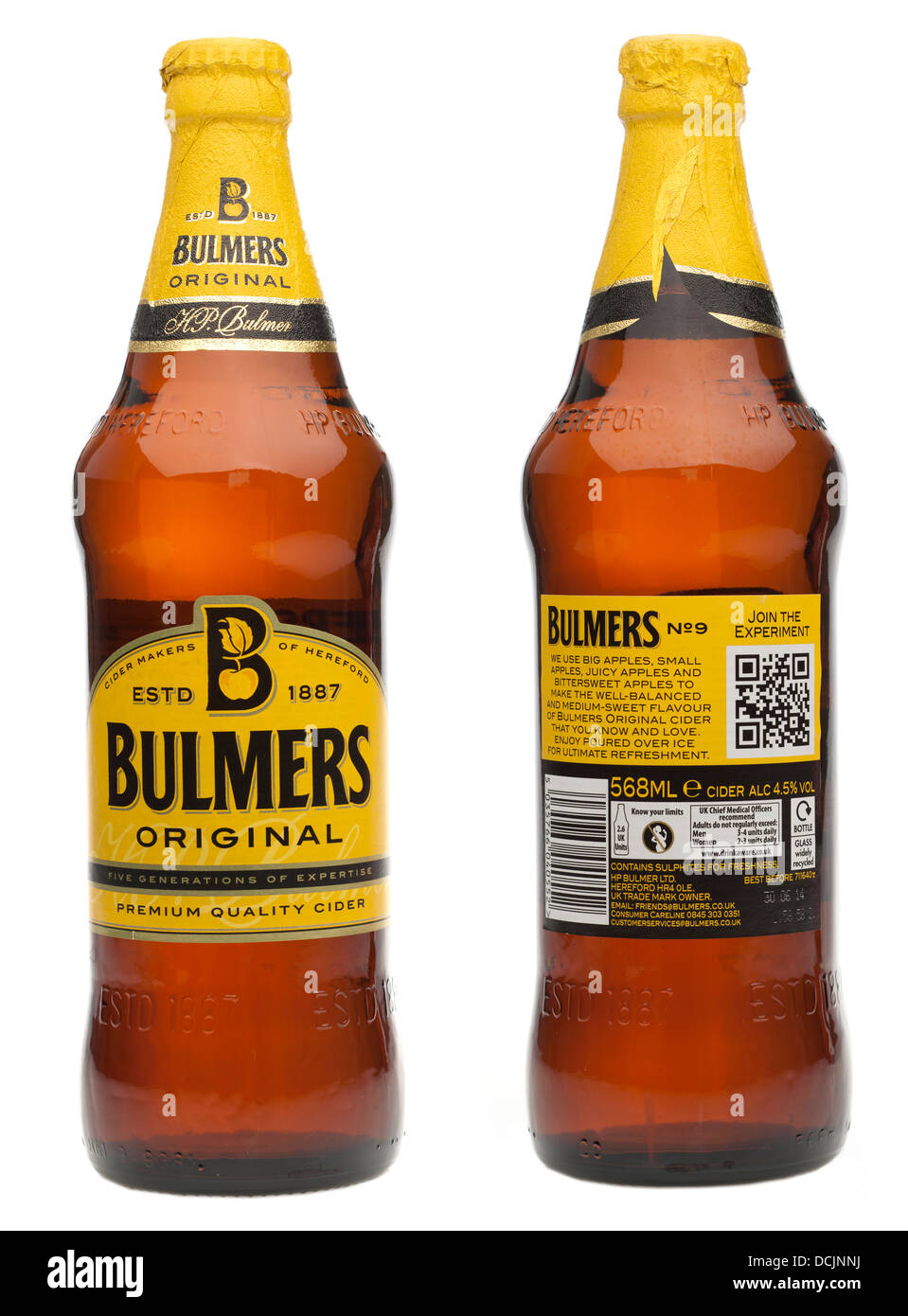 Two bottles of Bulmers premium quality original cider