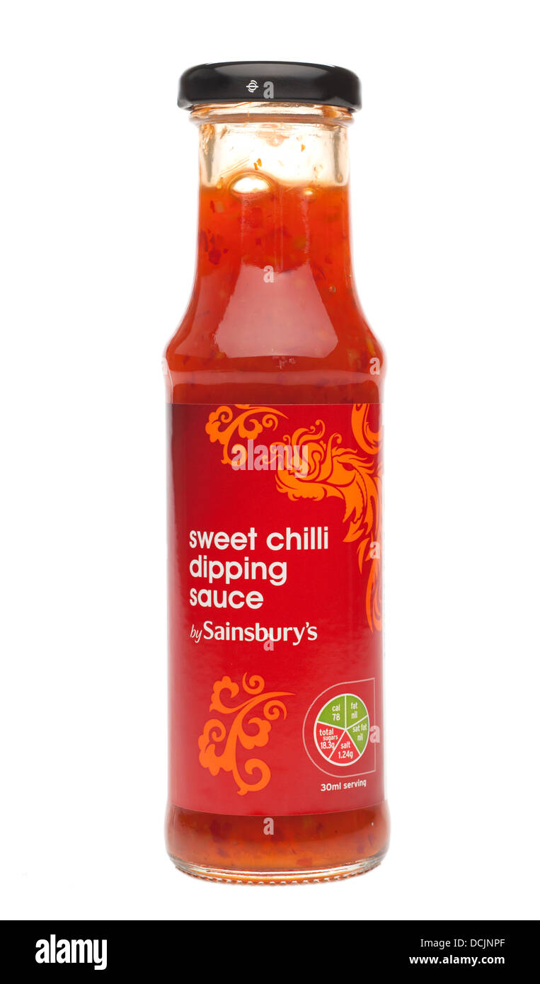 Jar of Sainsburys sweet chilli dipping sauce Stock Photo