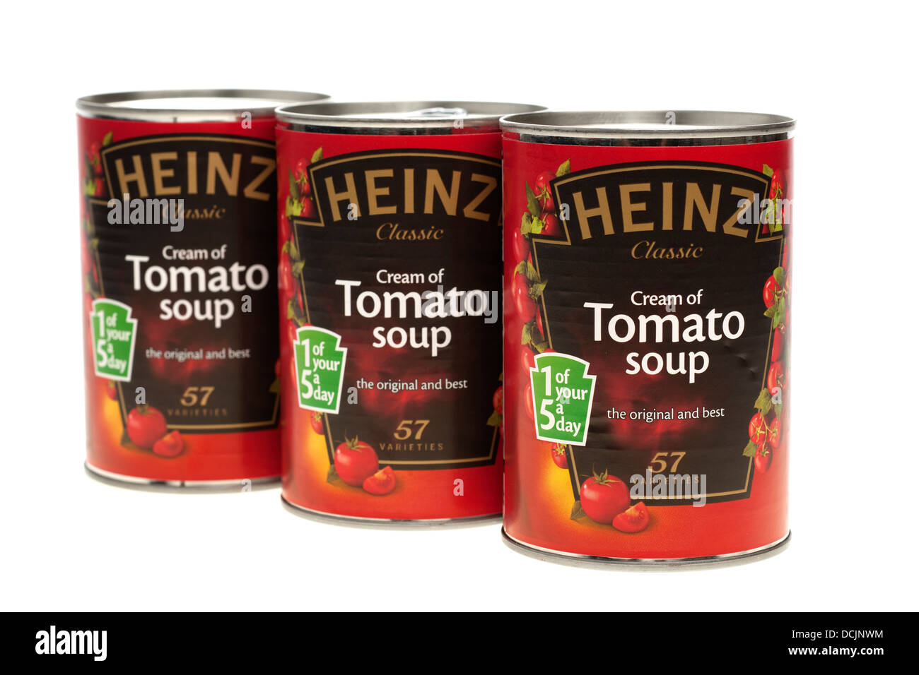 Three tins of Heinz tomato soup Stock Photo