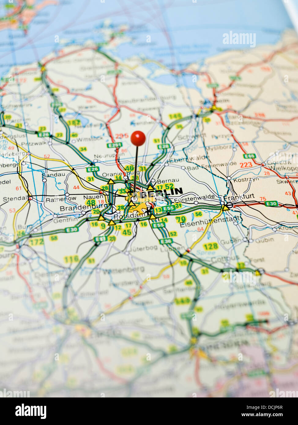 Map of Berlin and the north east of Germany Stock Photo