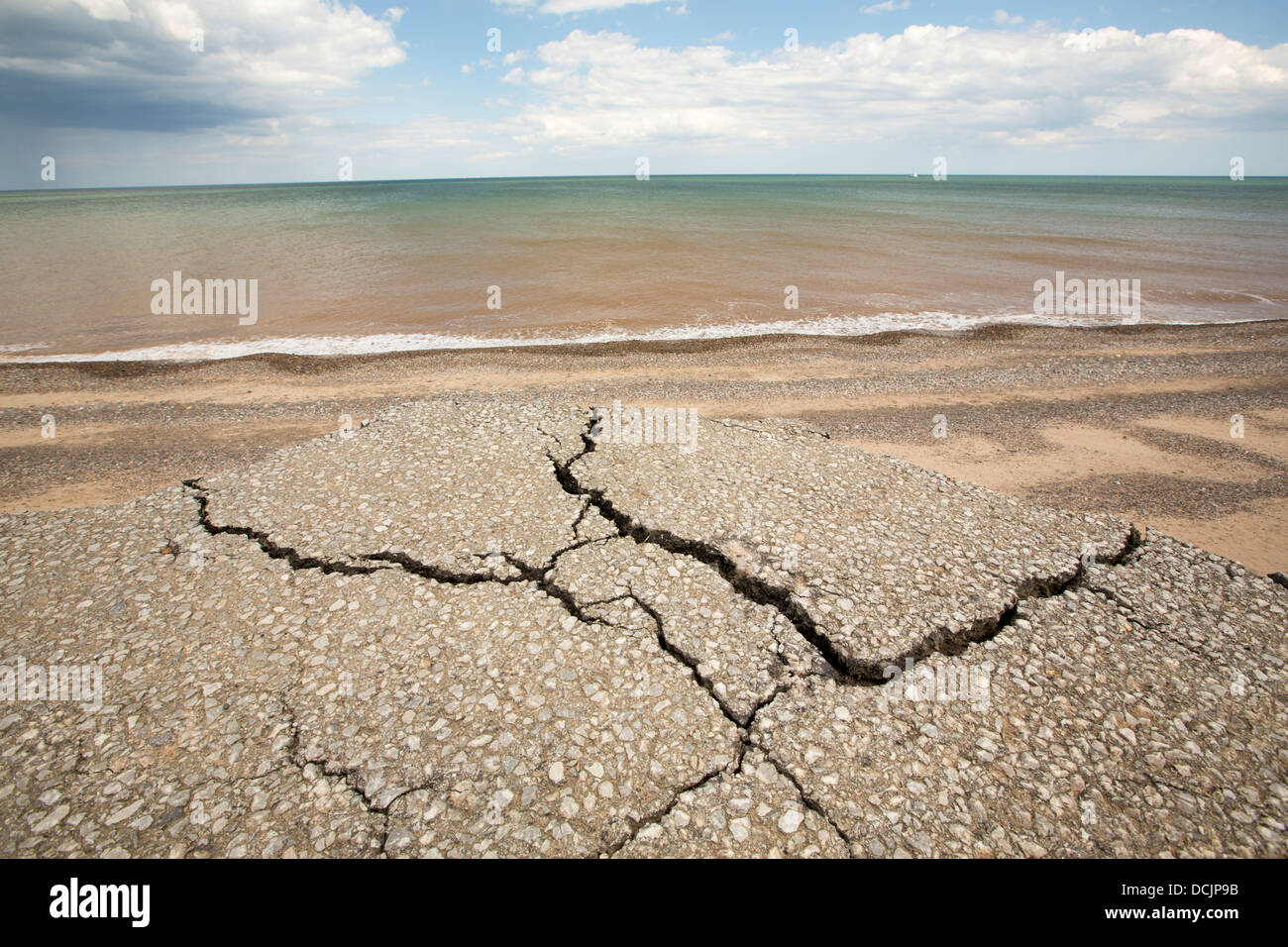 A collapsed coastal road at Easington on Yorkshires East Coast, near
