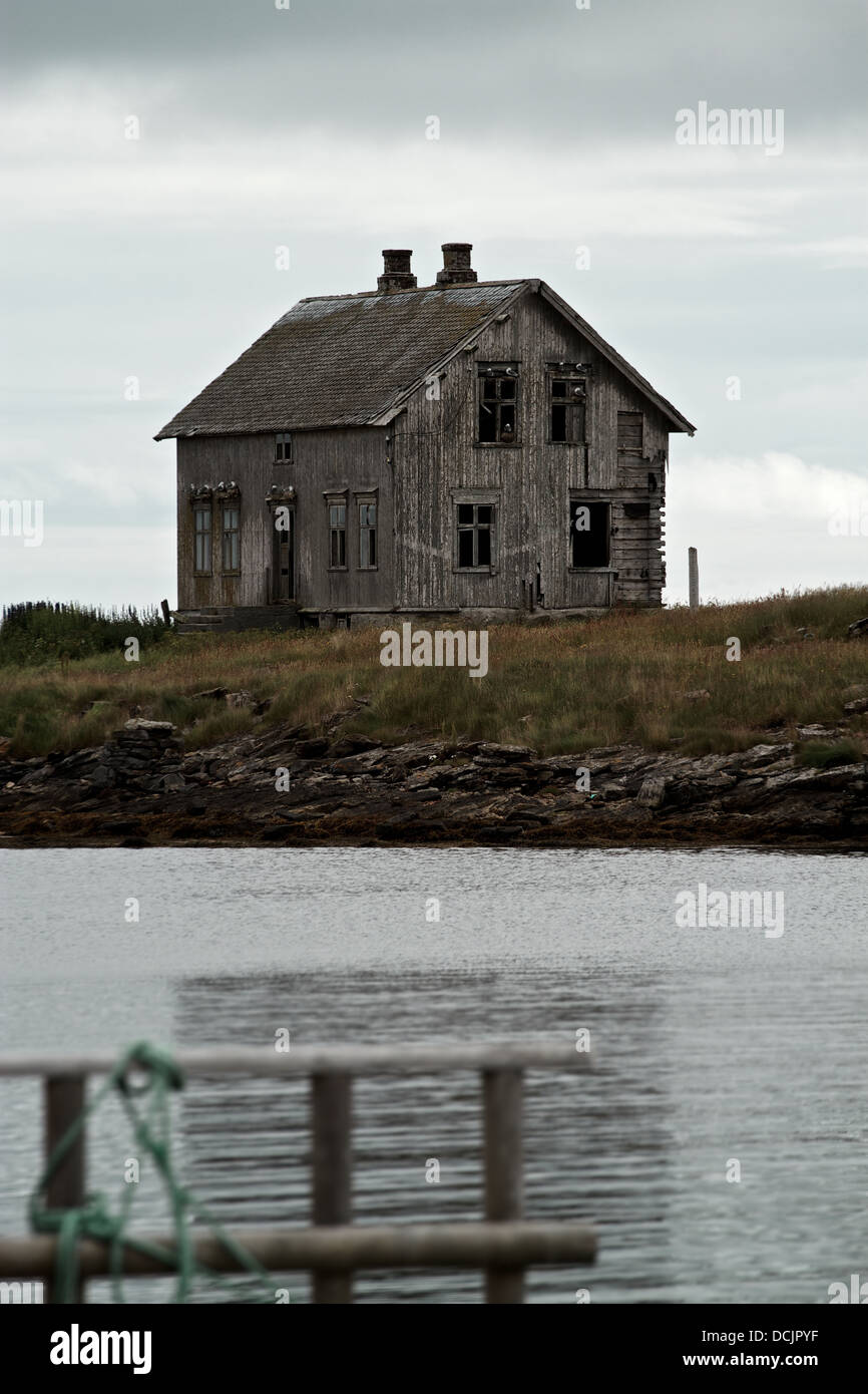 Deserted fishing shed on island Stock Photo