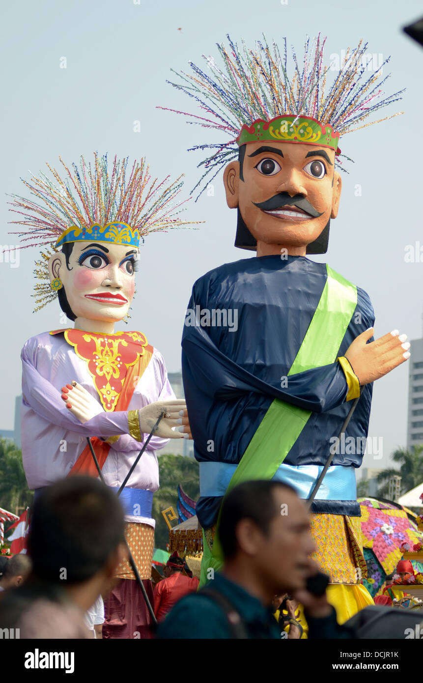 Culture Carnival parade in Jakarta celebrated Indonesia independent day Stock Photo