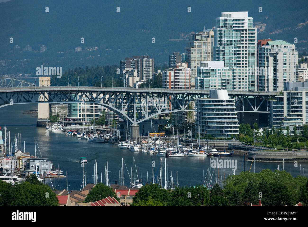 BURRARD STREET BRIDGE FALSE CREEK VANCOUVER SKYLINE BRITISH COLUMBIA ...