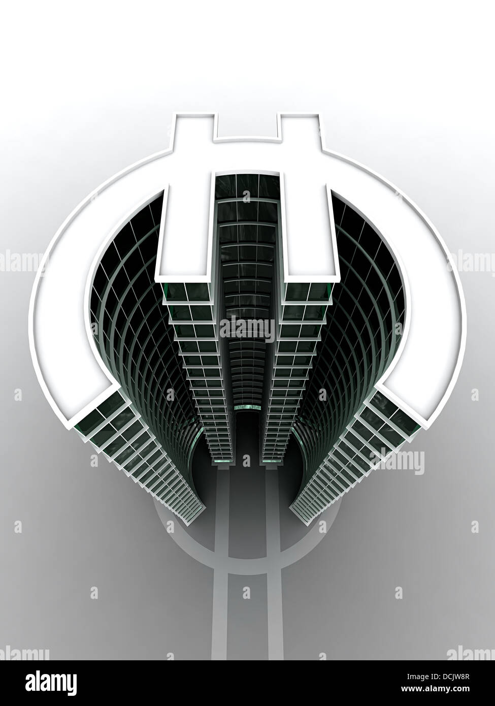 3D render of skyscraper in form of euro symbol Stock Photo - Alamy