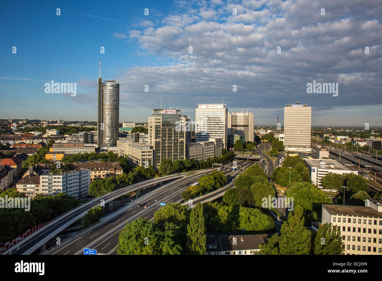 Essen, Ruhr-area, panoramic view of city center. Stock Photo