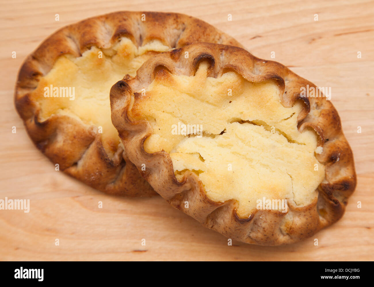 Karelian pasty, rye crust open pastry Stock Photo