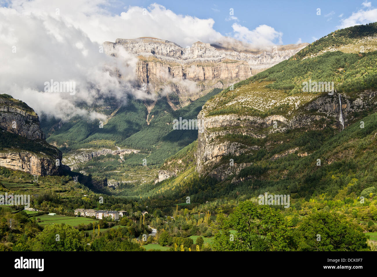 Mountains Ordesa Nature Park and Monte Perdido, Torla, pyrenees, Spain Stock Photo