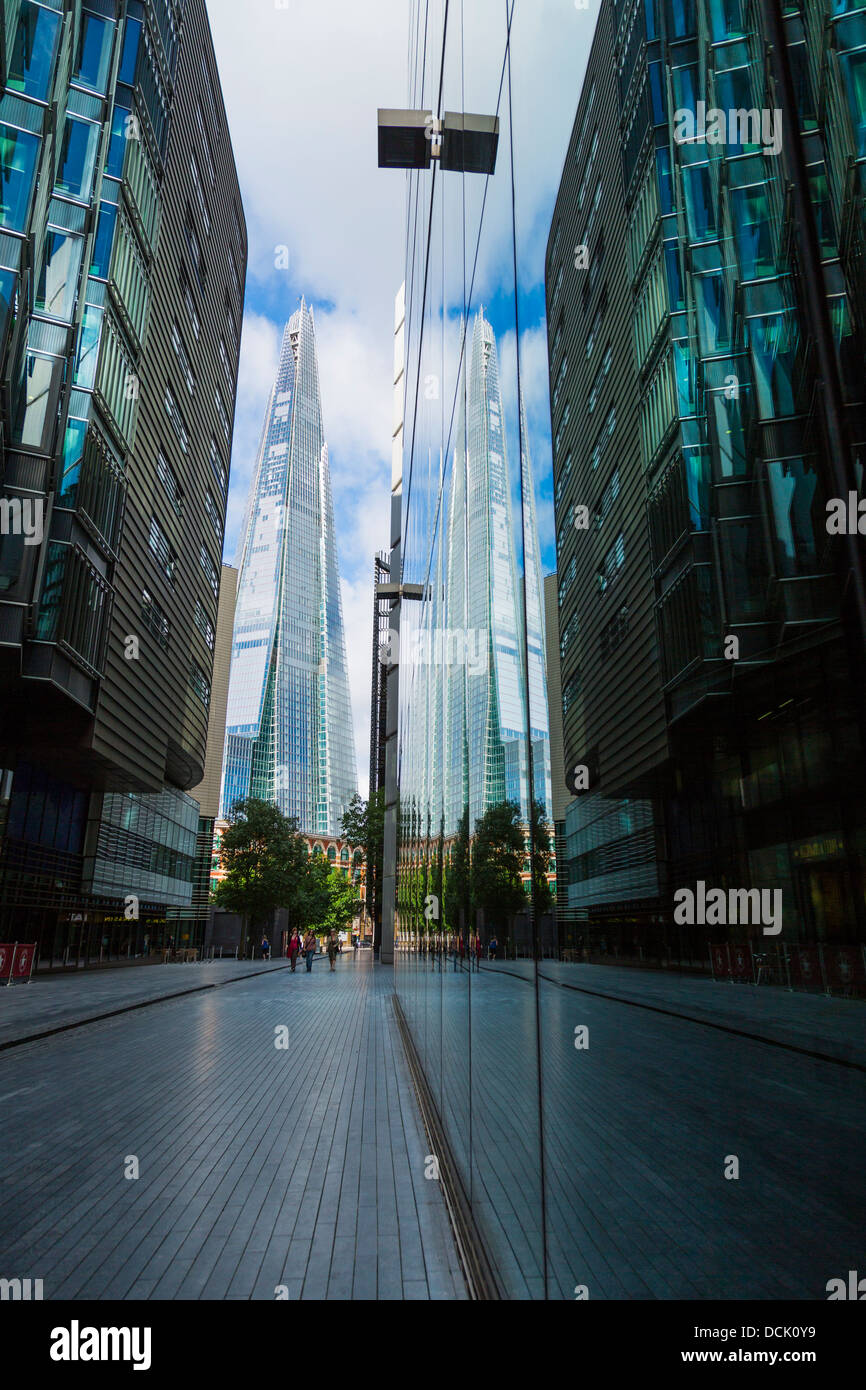 The Shard, reflected in Glass Windows Stock Photo