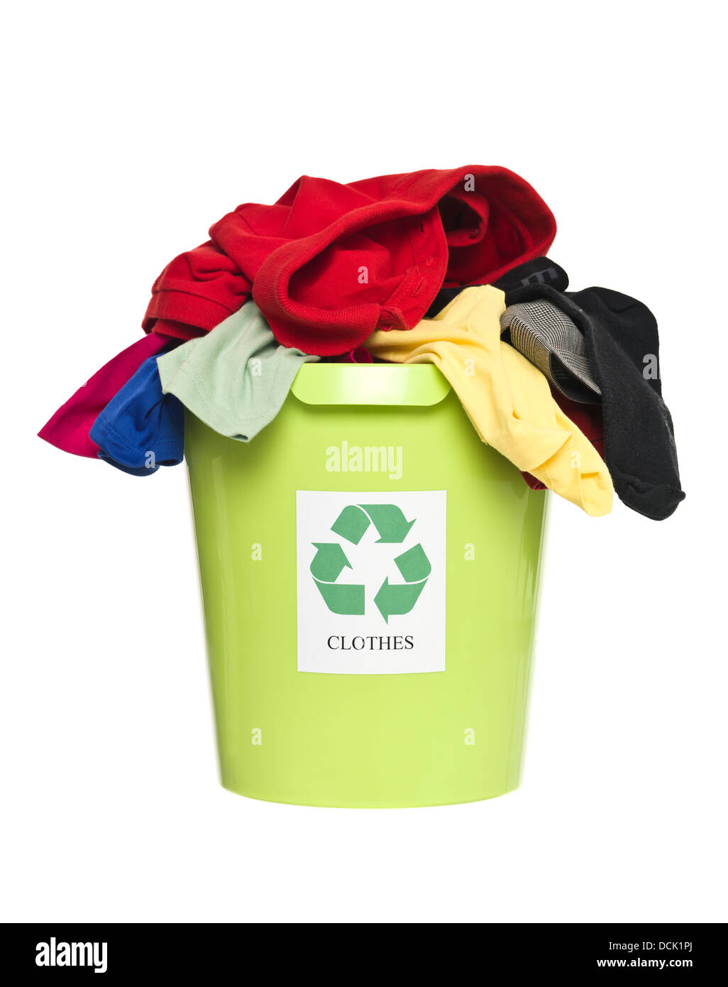 Recycling bin with clothes Stock Photo Alamy