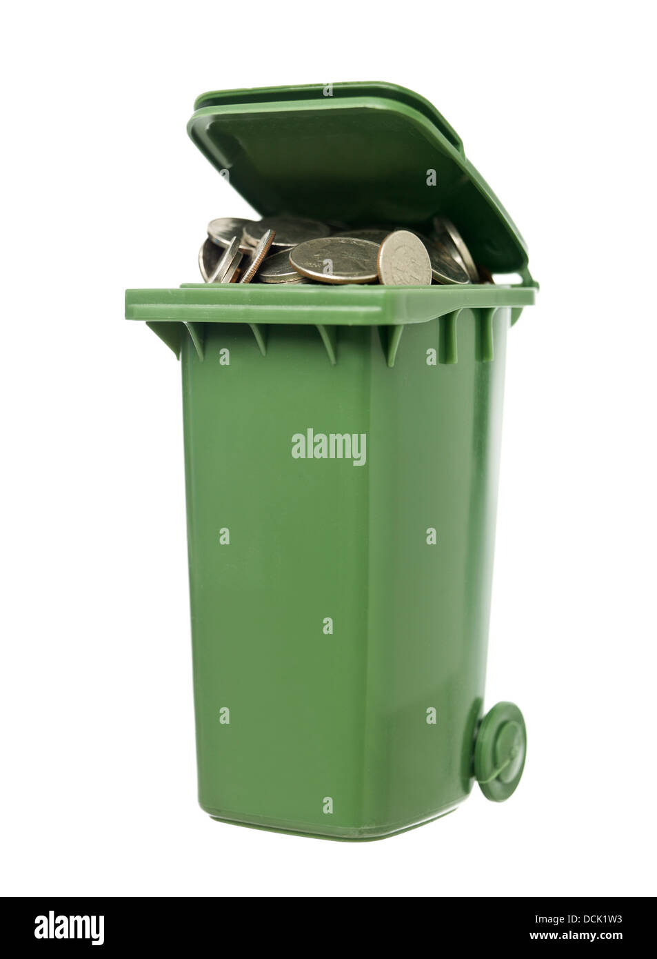 Recycling Bin with coins Stock Photo - Alamy