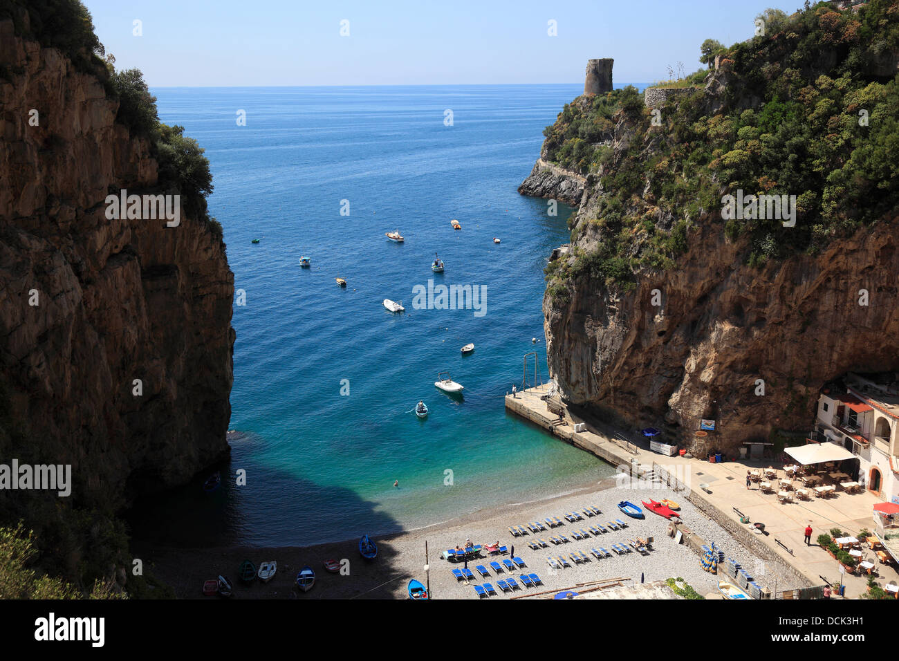 Bay in Praiano, on the Amalfi Coast, Campania, Italy Stock Photo