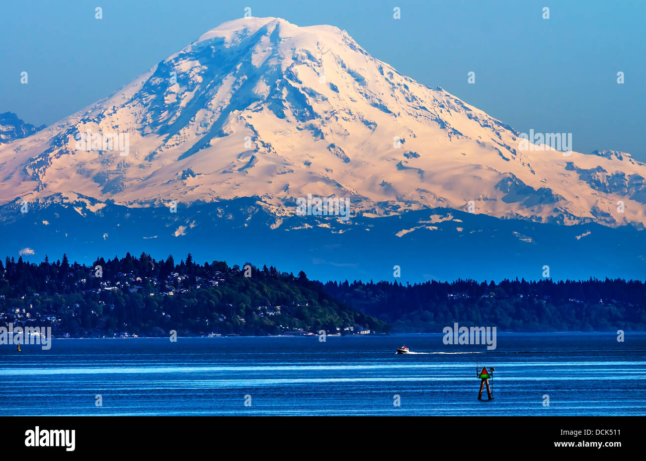 Mount Rainier Puget Sound North Seattle Snow Mountain Channel Marker