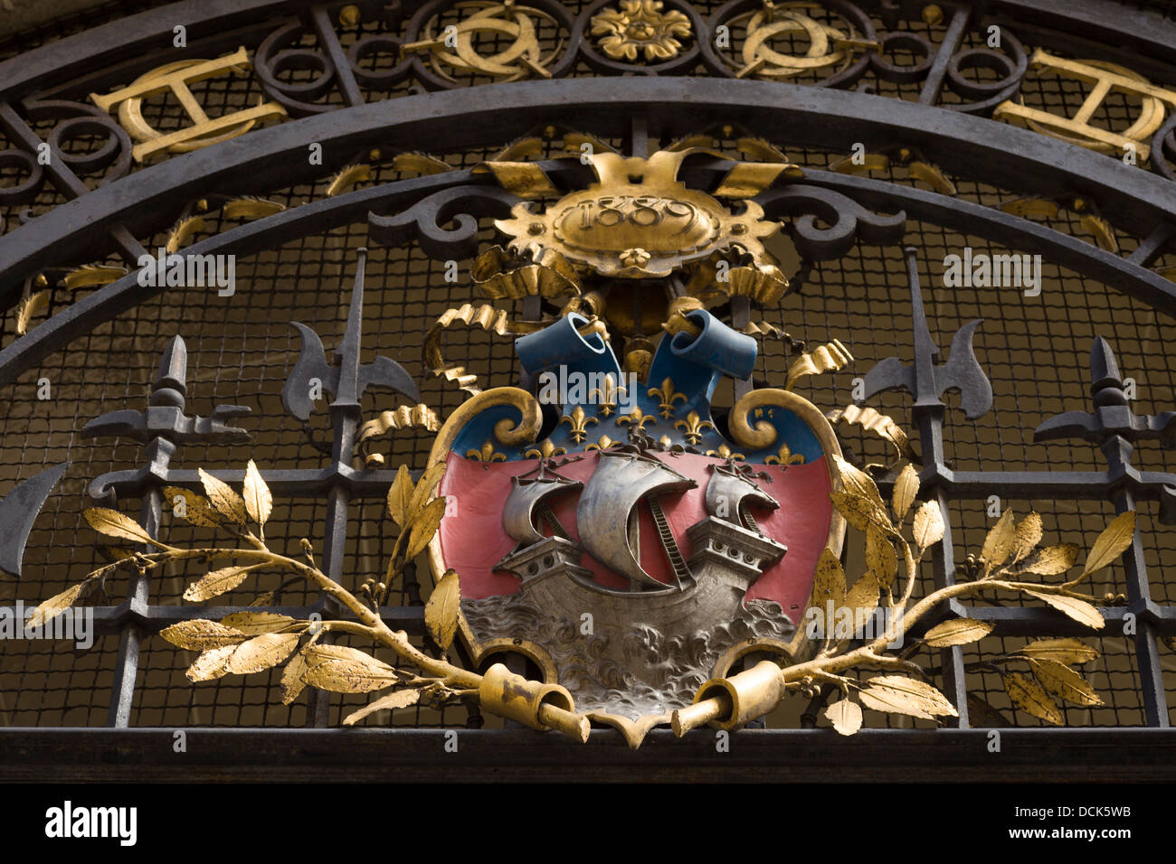 Paris coat of arms at entrance to the Carnavalet Museum Paris, France (dedicated to Paris history) Stock Photo