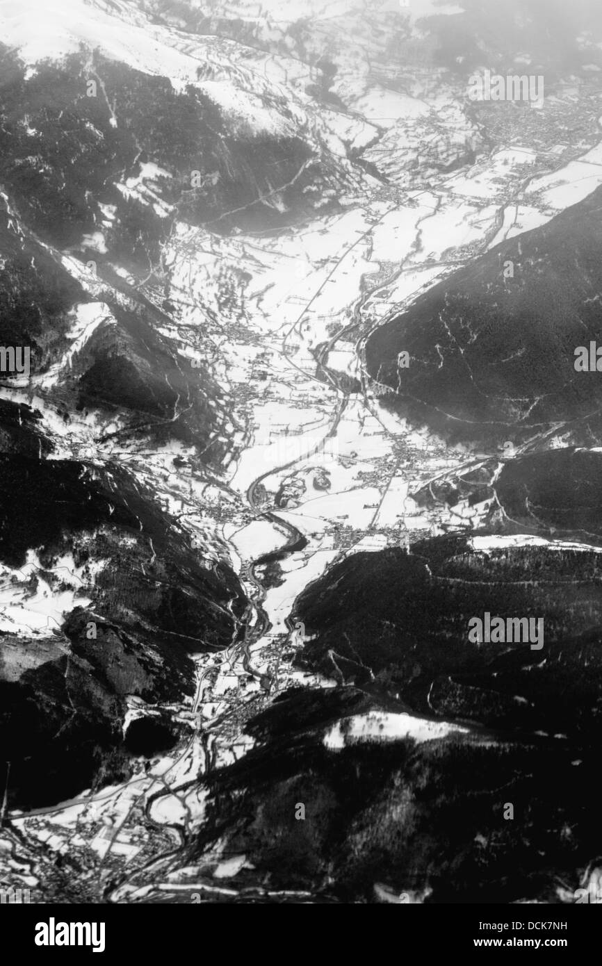 Aerial View Of Snowy Mountains Seen From A Plane Stock Photo Alamy