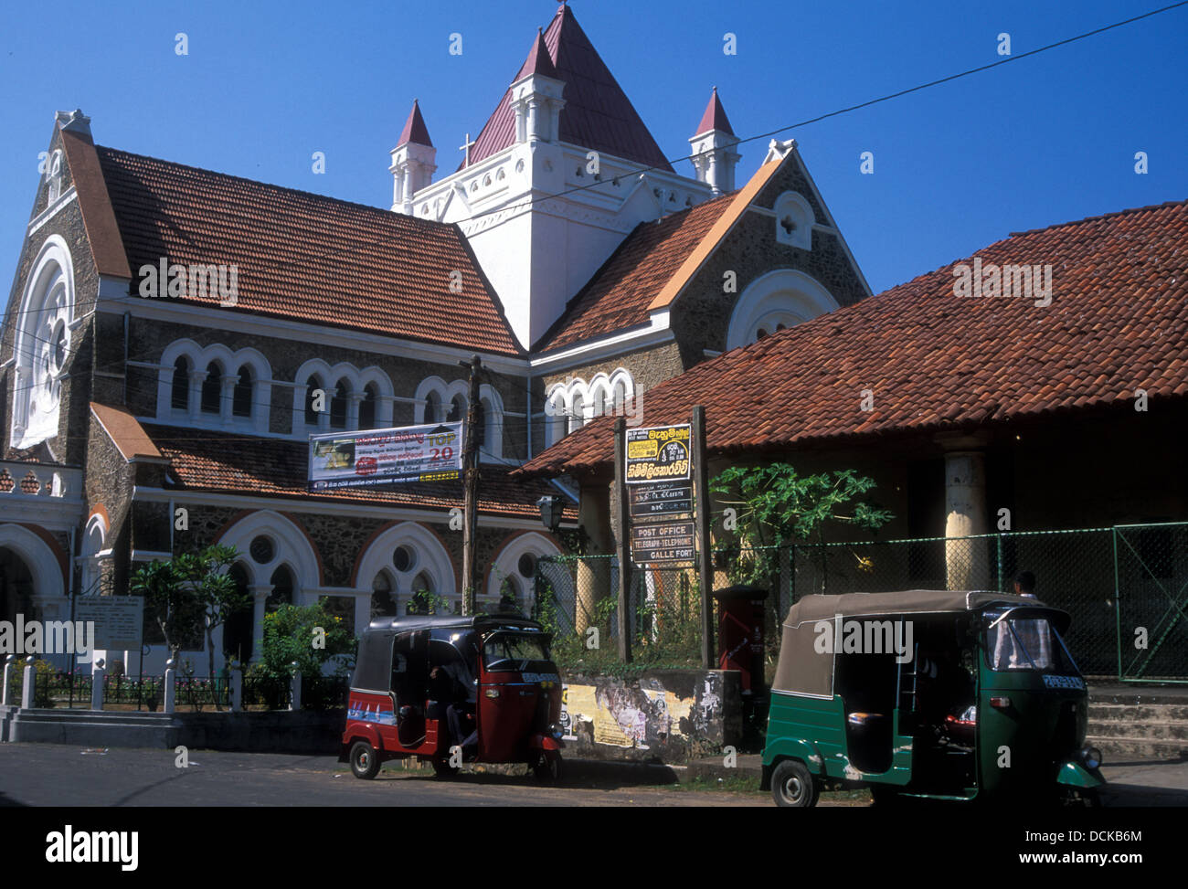 All Saints Church and Post Office inside Galle Fort, Sri Lanka Stock Photo