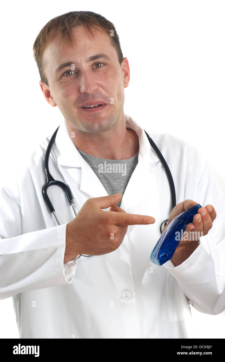 medical staff and a tool for swelling inhibition Stock Photo