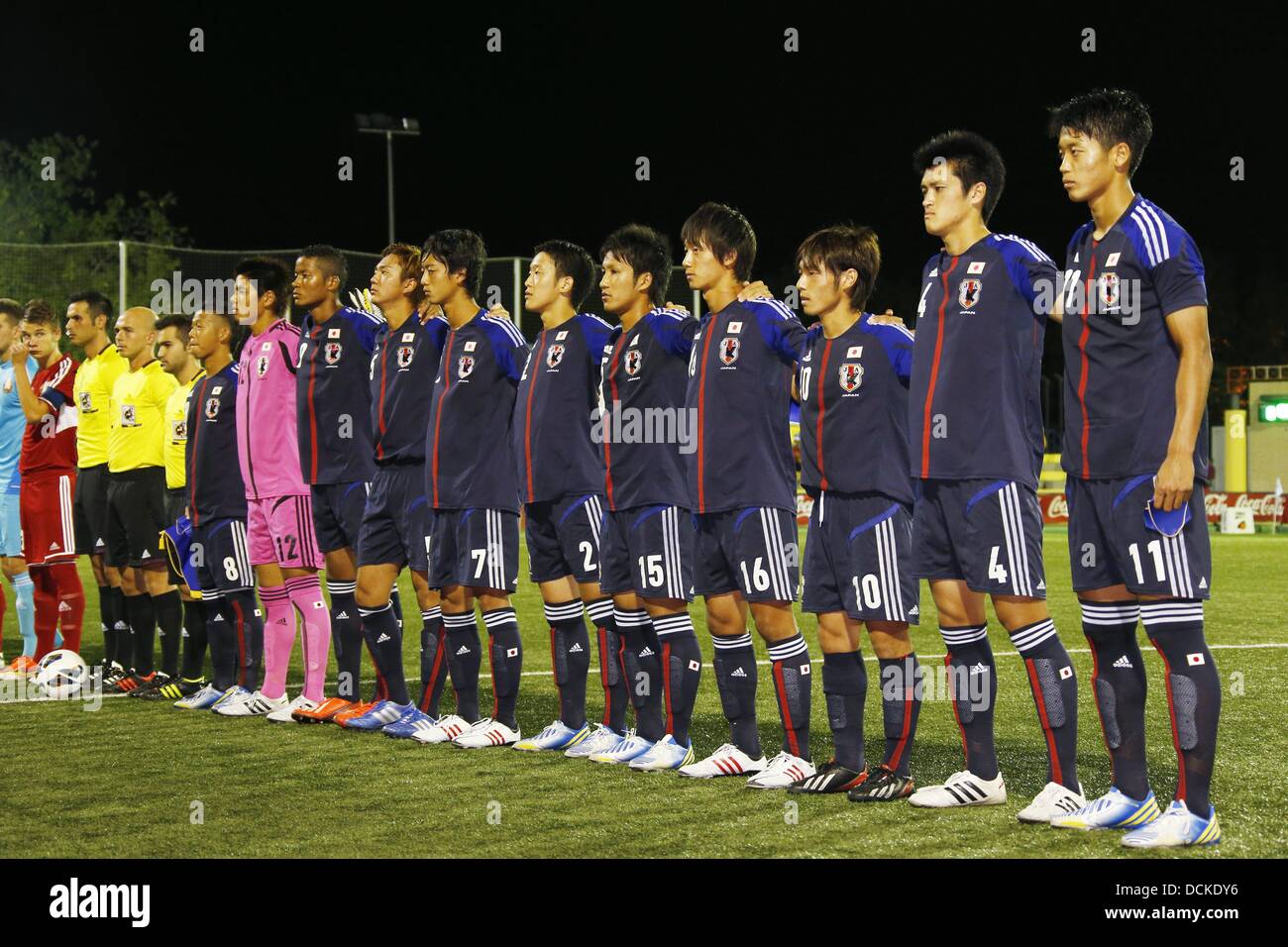U19 Japan team group line-up, AUGUST 15, 2013 - Football / Soccer : L'Alcudia U20 International soccer tournament match between U19 Belarus and U19 Japan, at the Estadio Municipal Els Arcs in L'Alcudia, Spain, August 15, 2013. (Photo by AFLO) Stock Photo
