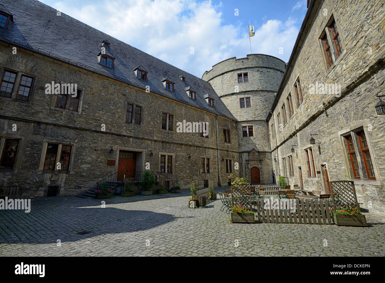Courtyard of Wewelsburg Castle, now a museum outlining the atrocities of the SS, Wewelsburg, Germany, Europe Stock Photo