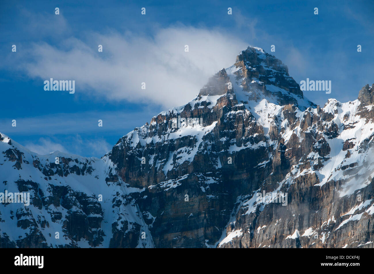 Wenkchemna Peaks from Larch Valley, Banff National Park, Alberta, Canada Stock Photo