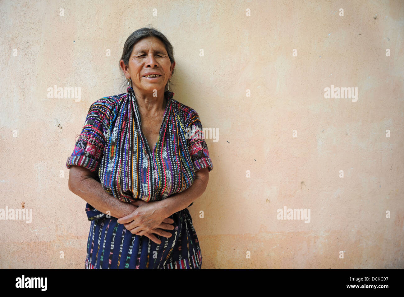 A guatemalan blind women from Solola, Guatemala, wearing Mayan