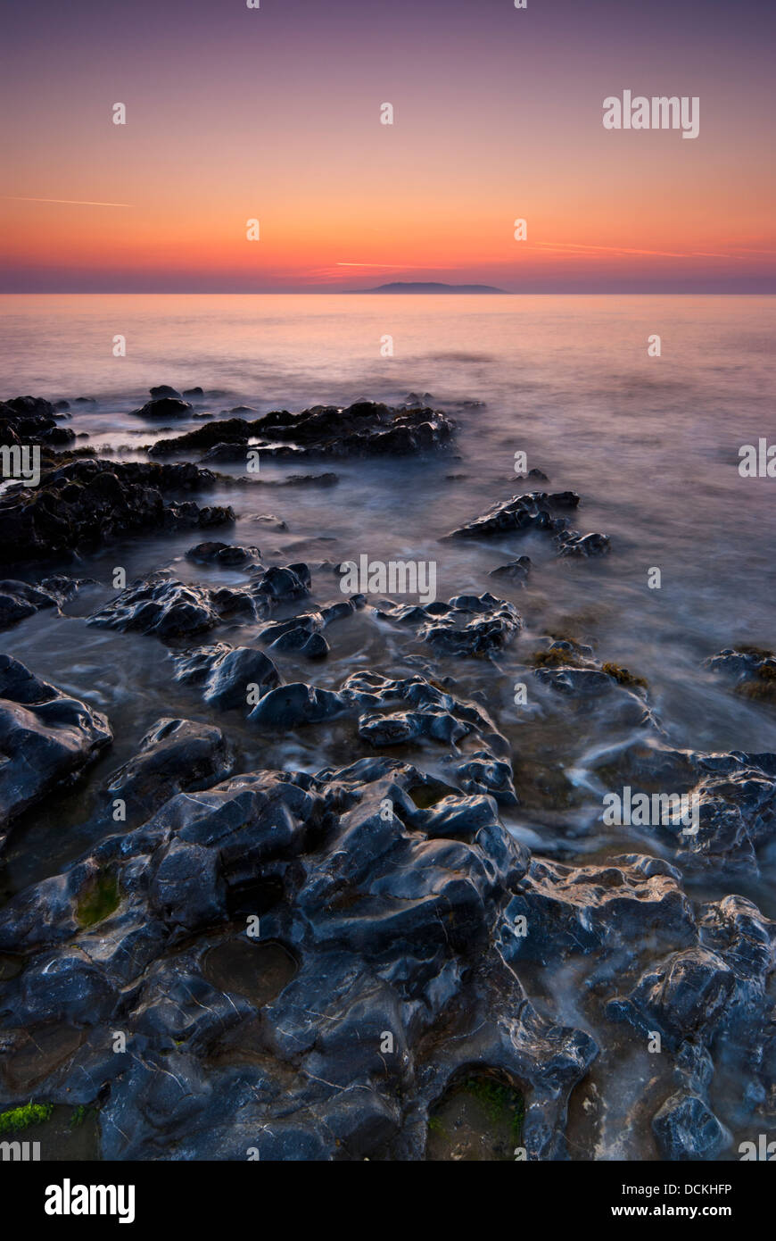 Sunrise over Irish Sea in Malahide, Republic of Ireland Stock Photo