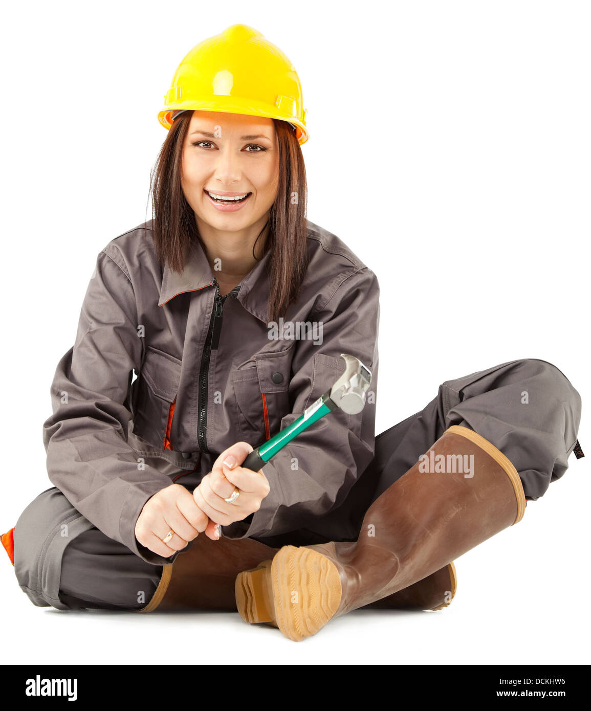 Female construction worker stock photo alamy