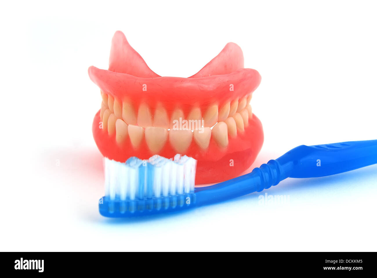dentures and toothbrush Stock Photo Alamy