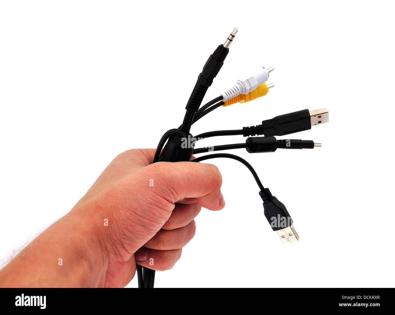 computer wire in his hand Stock Photo Alamy