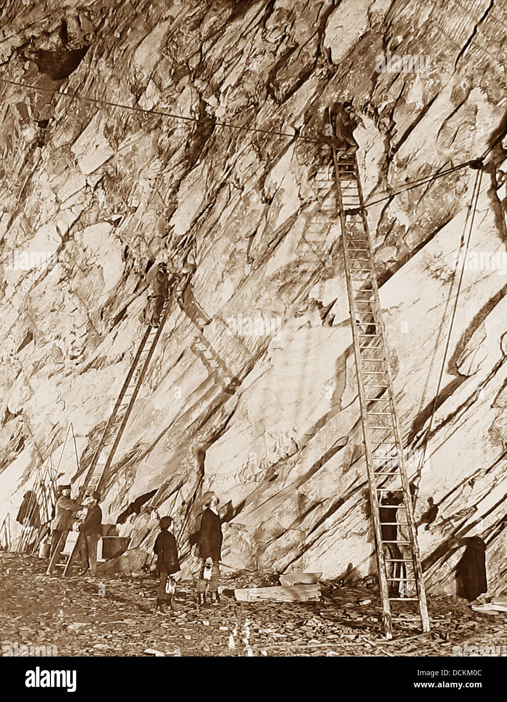 North Wales Slate Quarry / Mine Victorian period Stock Photo Alamy
