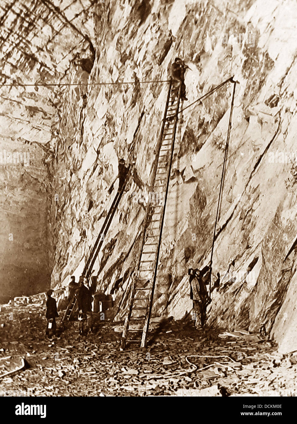 North Wales Slate Quarry / Mine Victorian period Stock Photo Alamy