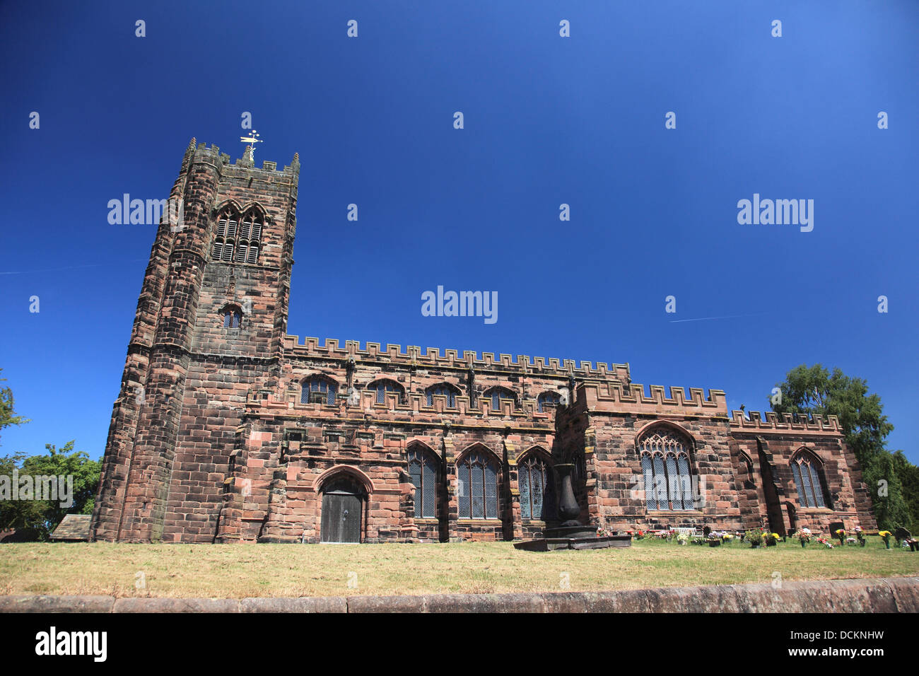 The Church of St. Mary and All Saints in the pretty village of Great Budworth, near Northwich in Cheshire Stock Photo