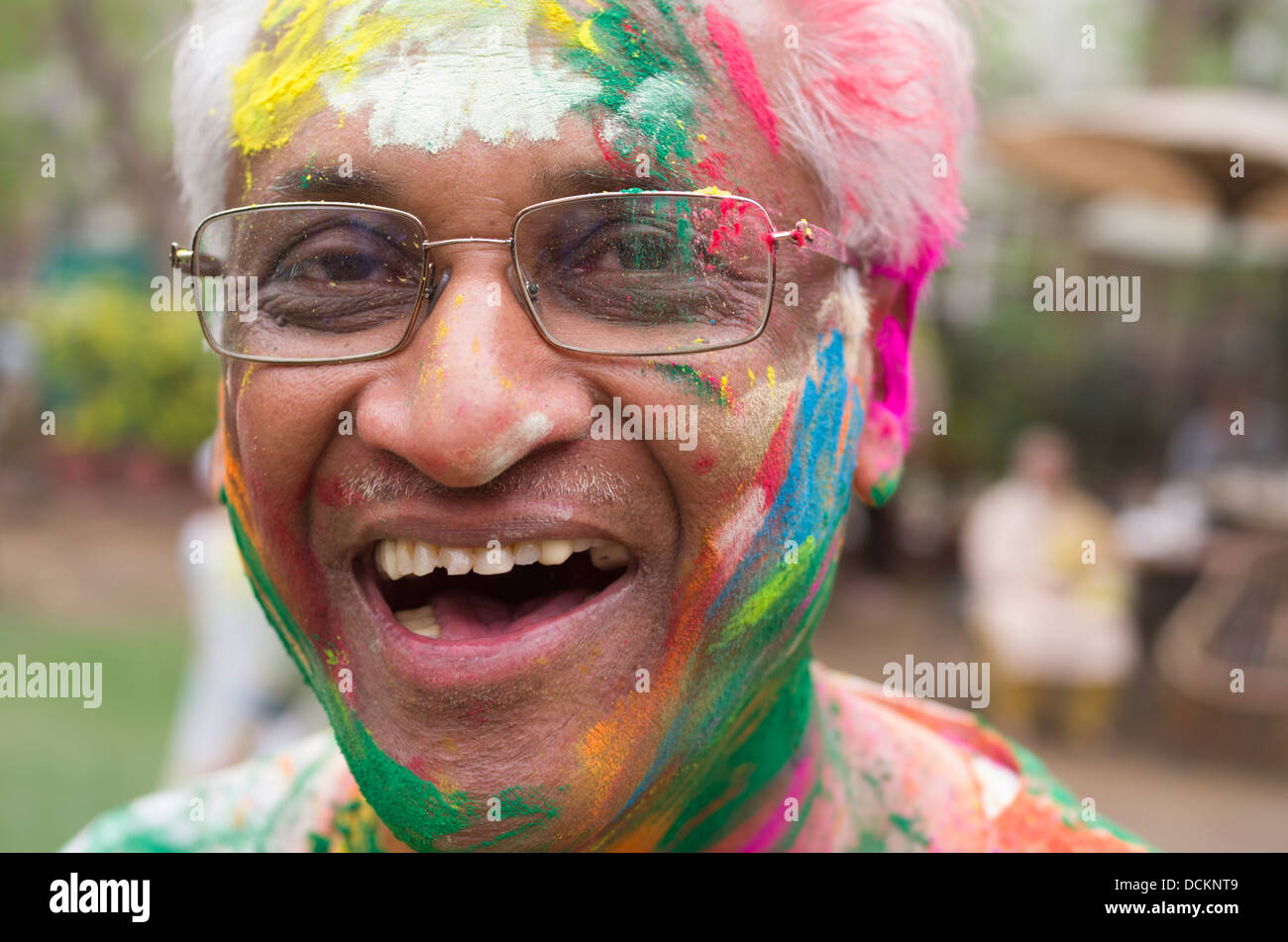 Celebrating Holi, Festival of Colors, a spring Hindu Festival - Jaipur, Rajasthan, India Stock Photo