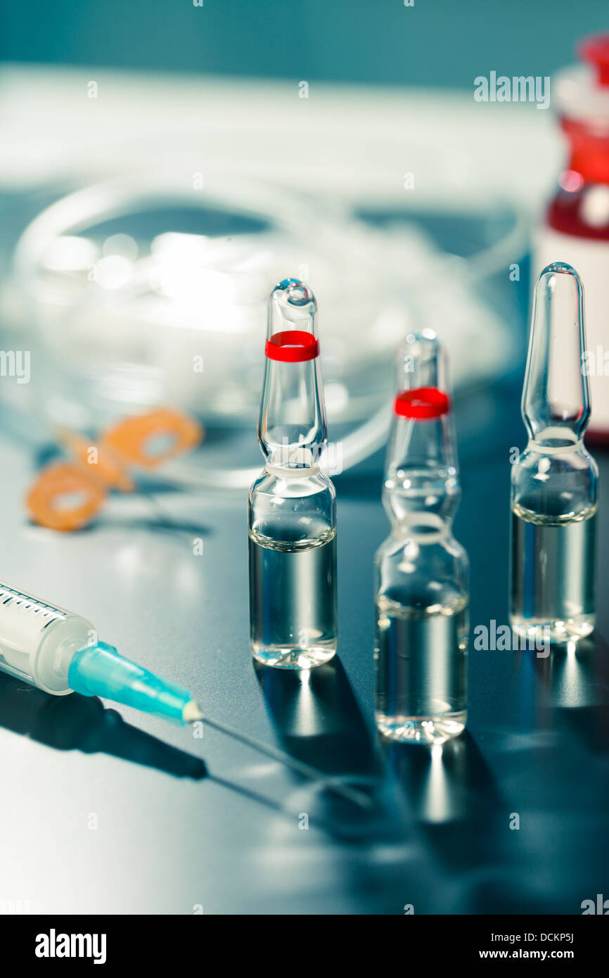 medical ampoule and syringe. Vials of medications Stock Photo Alamy